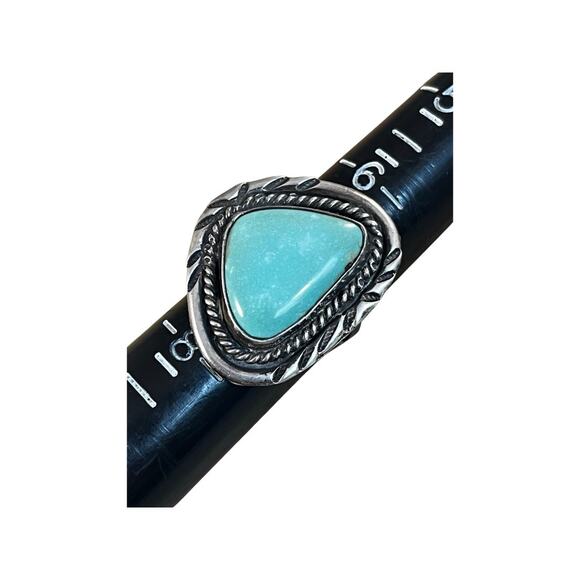 Vintage Turquoise Ring Signed FC, Sterling Silver Native American Ring Sz 7 - Picture 8 of 11